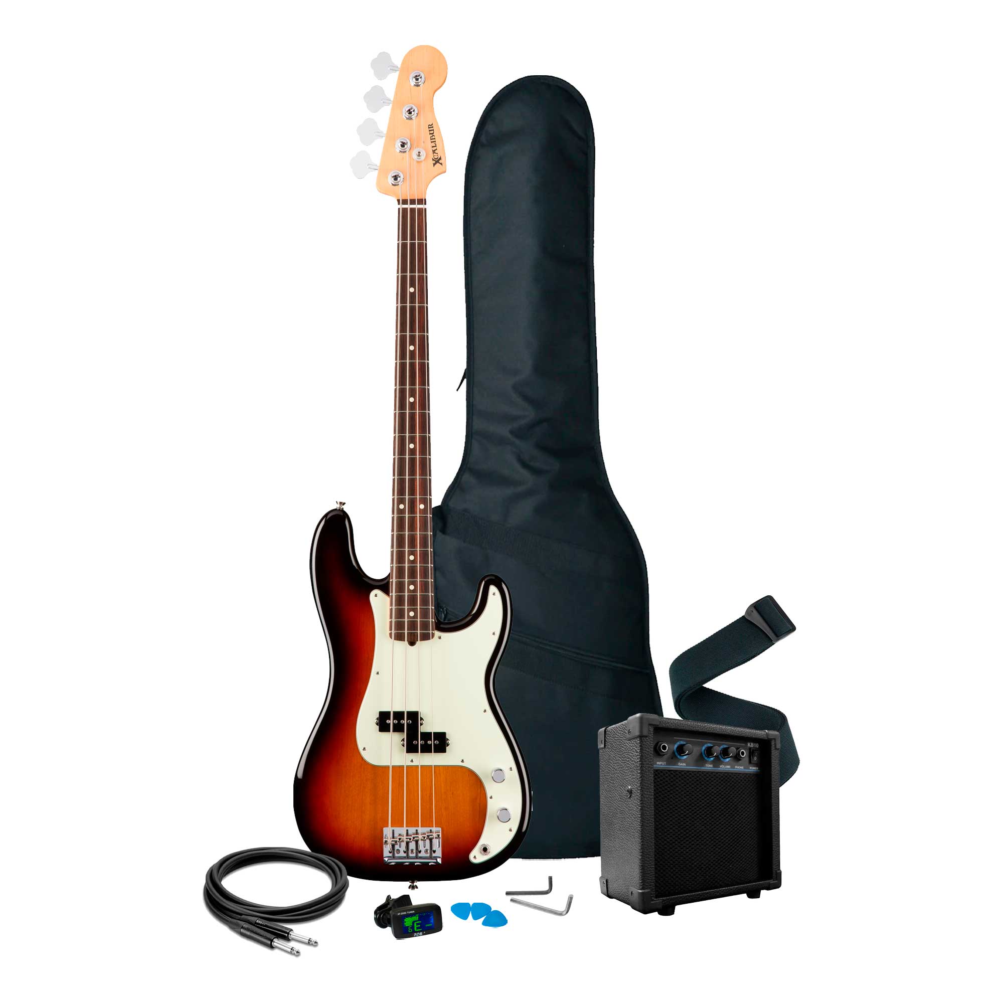 Combo bajo eléctrico / Amp 15w / Accesorios XCalibur sunburst